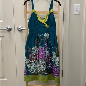 Anthropologie Maeve floral silk dress